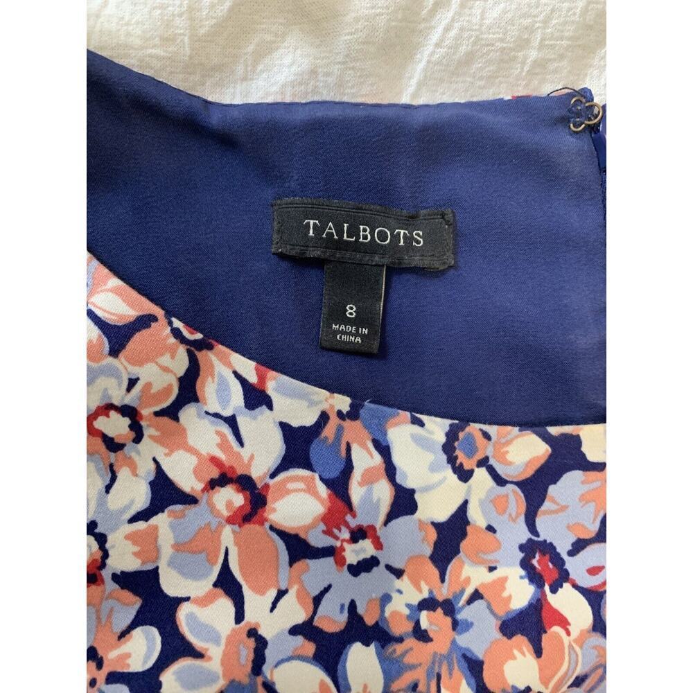 Talbots Sheath Dress Size 8 Ditzy Floral Pink to Navy Ombre Cap Sleeve Wedding - Picture 8 of 10